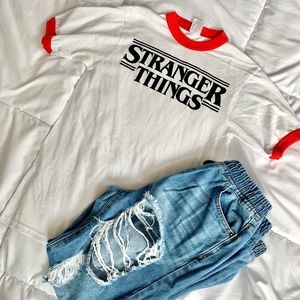 NWOT Stranger Things T Shirt Red White and Black